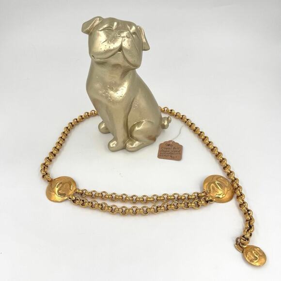 Chanel Vintage Double Strand Belt 32" with CC Medallion Anchors CoA Authentic - Picture 1 of 10